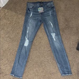 High waisted skinny ripped jeans